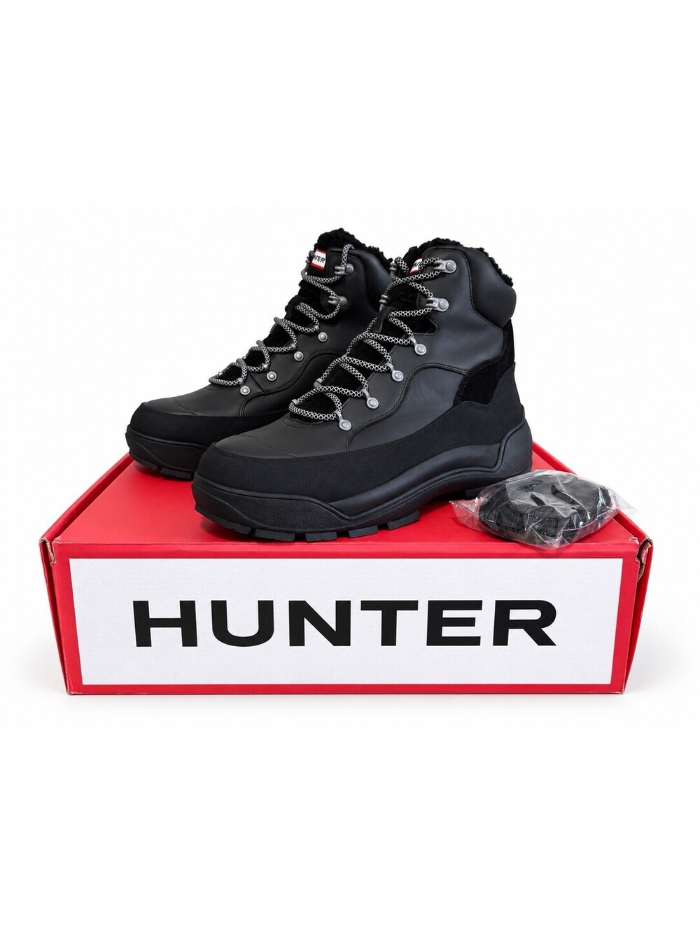 Hunter Explorer Leather Boot Men’s 12 Black Waterproof Insulated New in Box